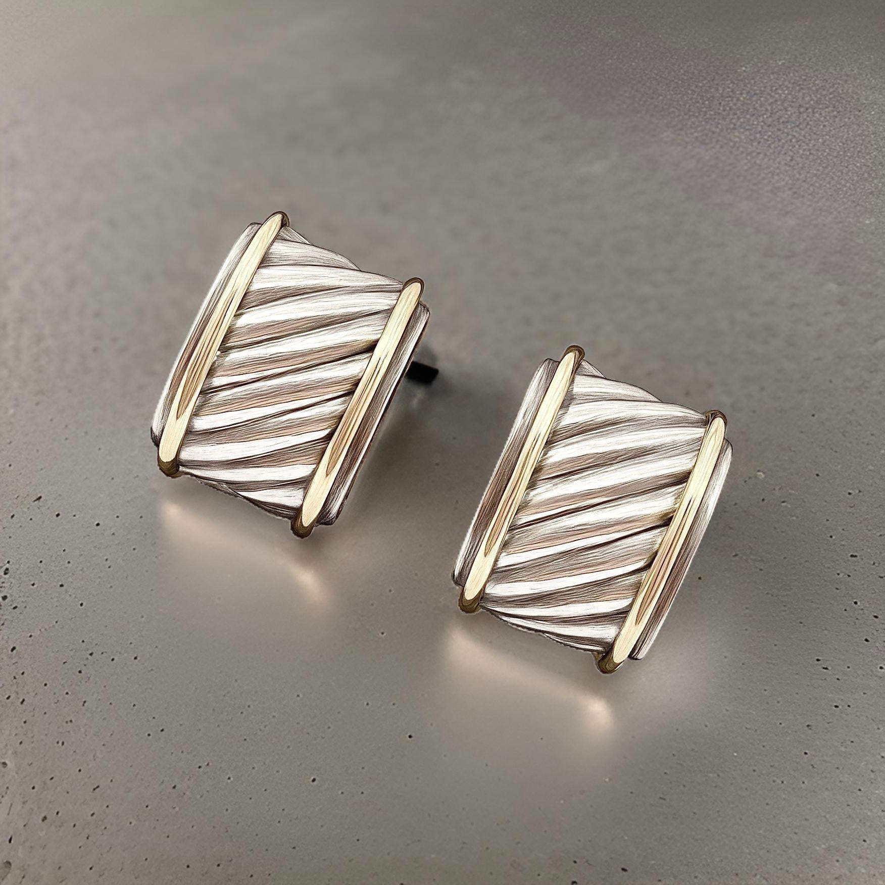 David Yurman Authentic Estate Earrings 14k Gold + Silver DY491