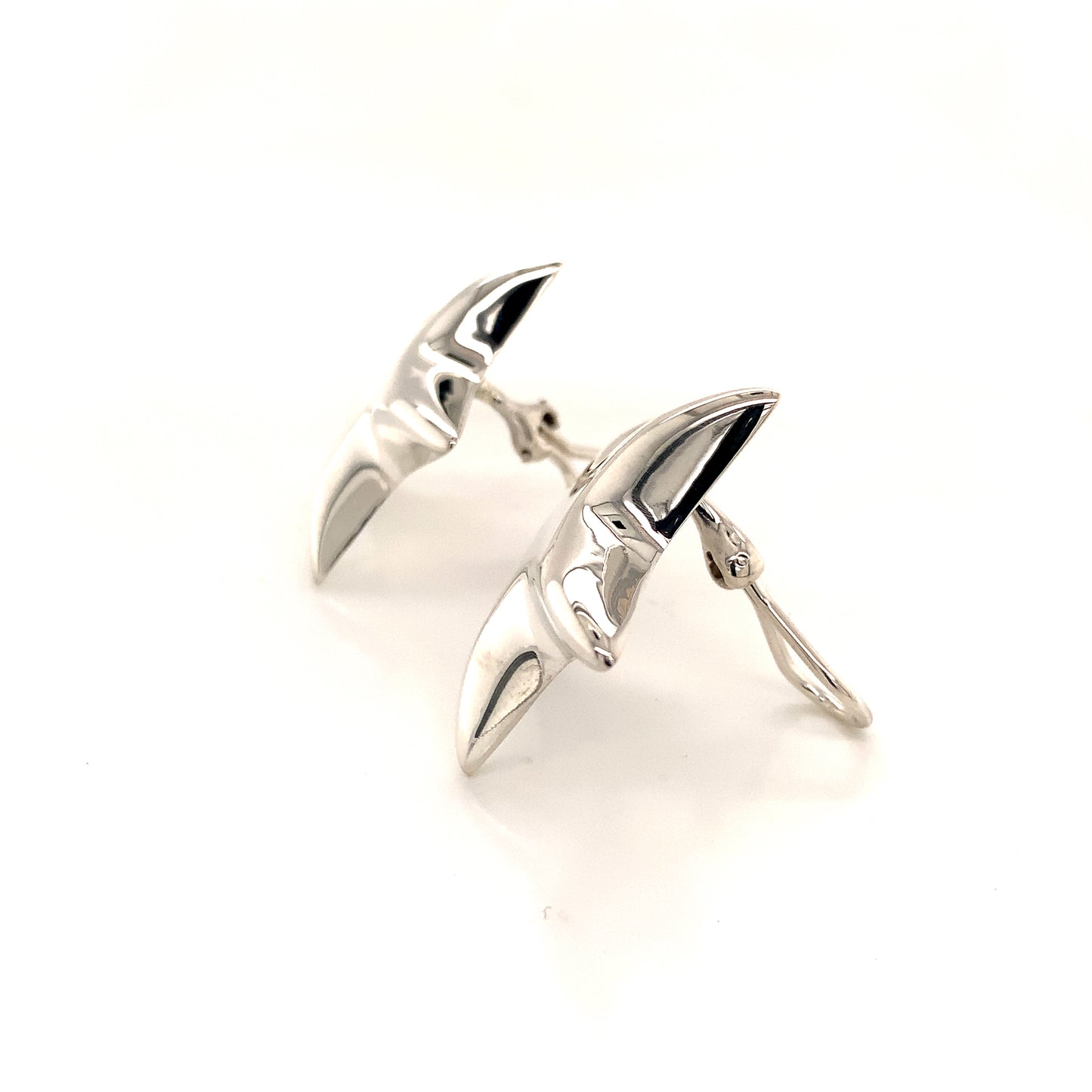 Tiffany & Co Estate Omega Back Star Earrings Sterling Silver TIF92