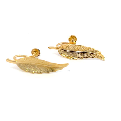 Tiffany & Co Estate Leaf Earrings Clip-on 14k Gold Plated TIF550