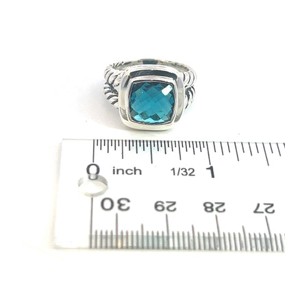 David Yurman Authentic Estate London Blue Topaz Albion Ring 8 Silver 11 mm DY487