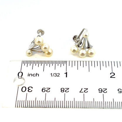 Mikimoto Estate Akoya Pearl Clip-on Earrings Sterling Silver 4-5 mm M343