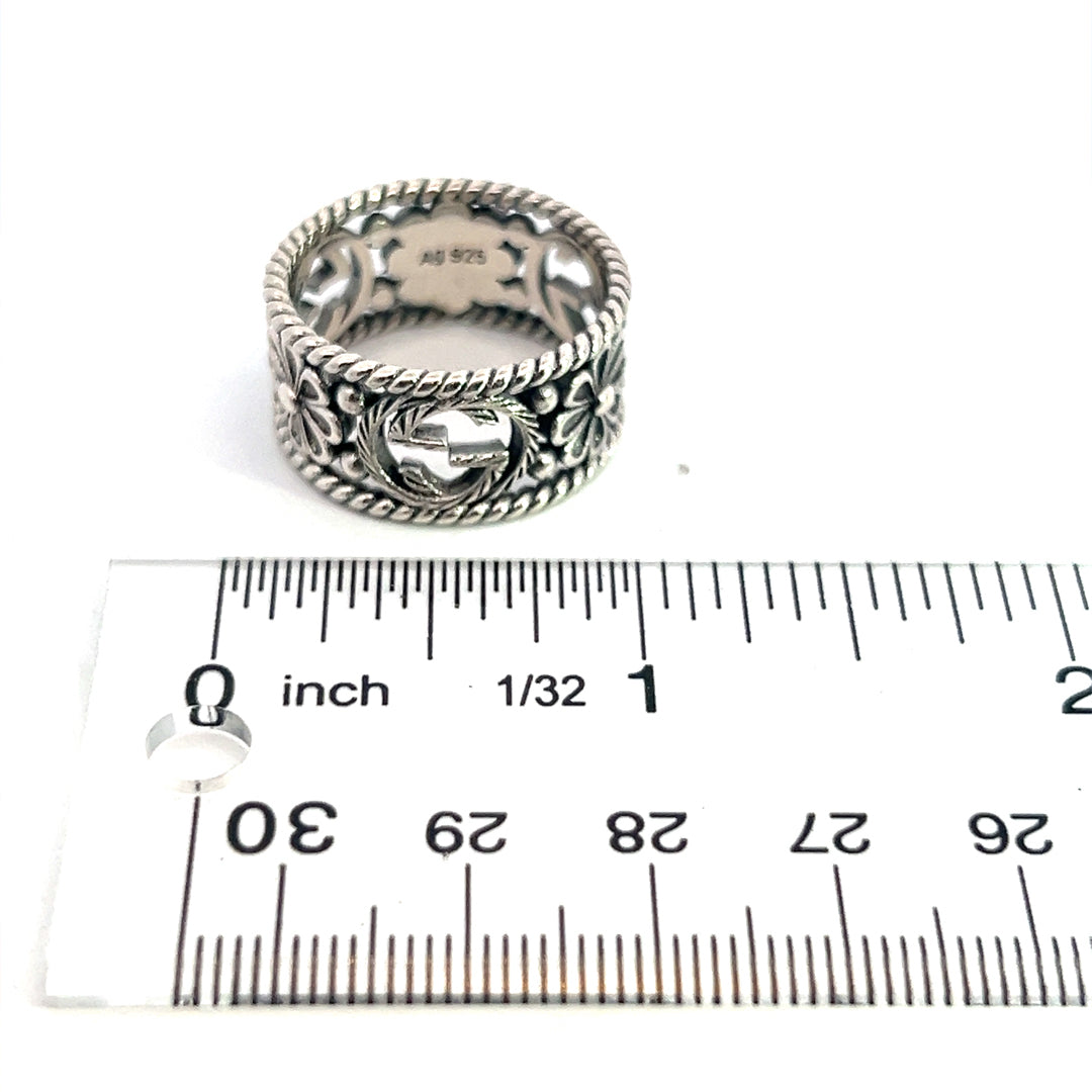 Gucci Estate Ring Size 10 Sterling Silver 11.5 mm G25