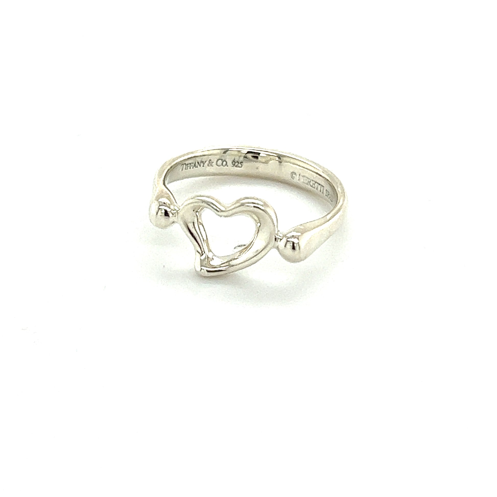 Tiffany & Co Authentic Estate Heart Ring Size 5.25 Silver By Elsa Peretti TIF400