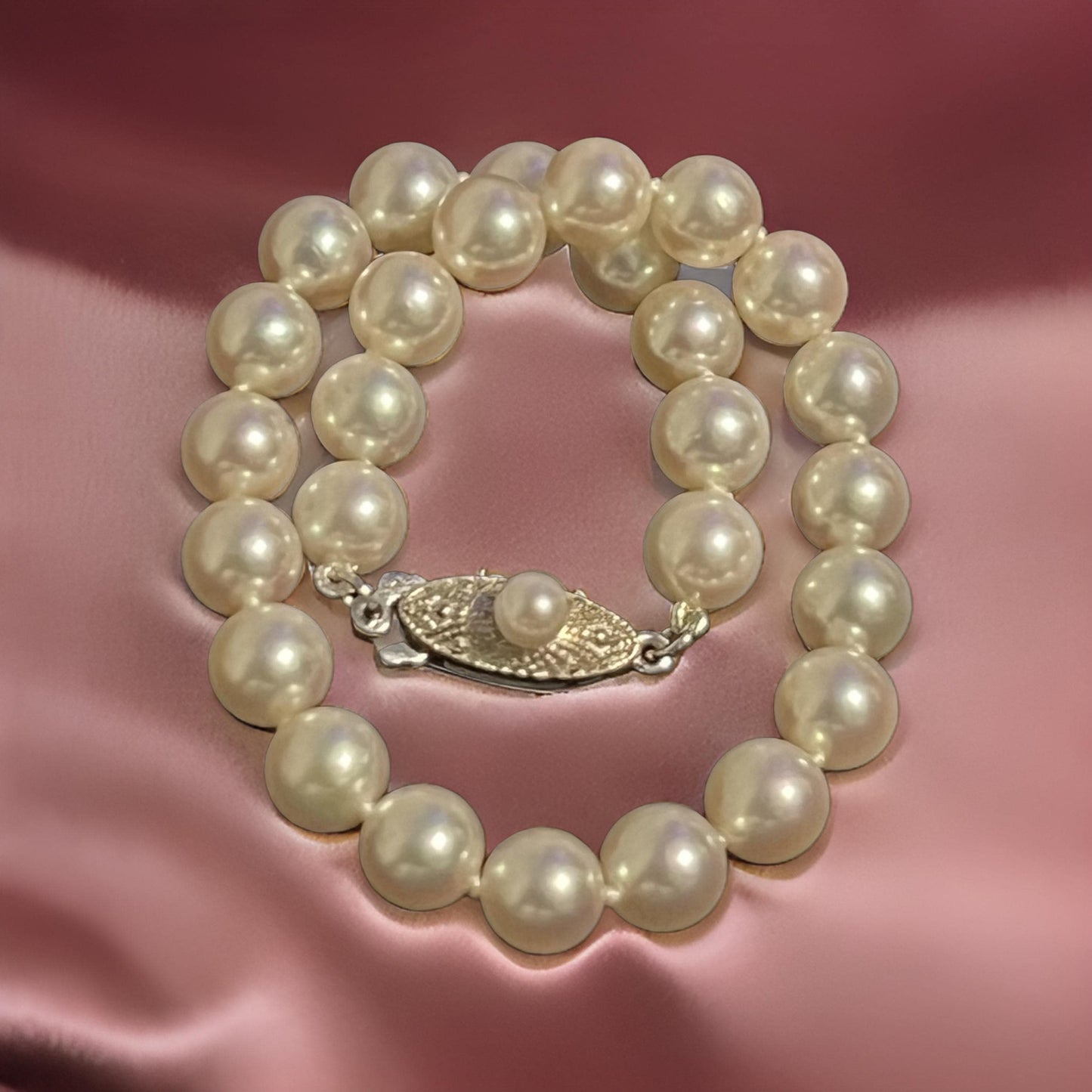 Mikimoto Estate Akoya Pearl Bracelet 7" Sterling Silver 6 mm M399