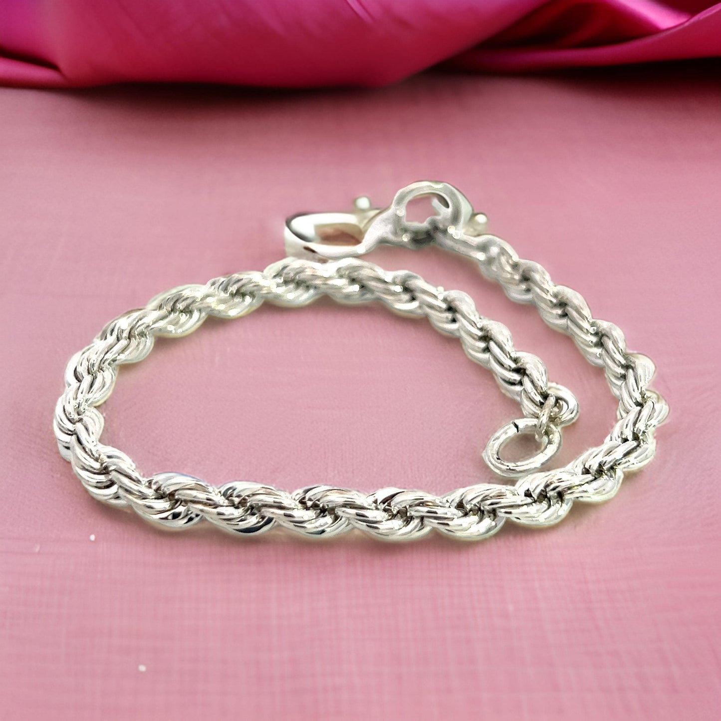 Tiffany & Co Estate Twisted Rope Bracelet With Heart 8" Sterling Silver TIF687