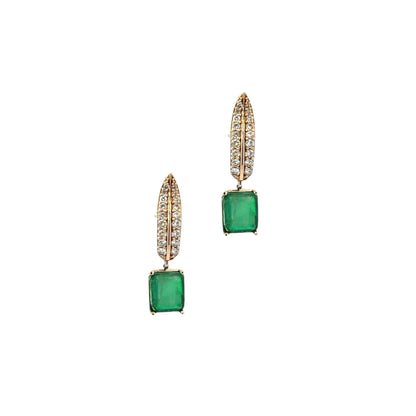 Natural Emerald Diamond Dangle Earrings 14k W Gold 4.86 TCW Certified $7,250 018691