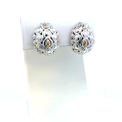 John Hardy Estate Earrings Sterling Silver 14k Y Gold JH73 - Certified Fine Jewelry