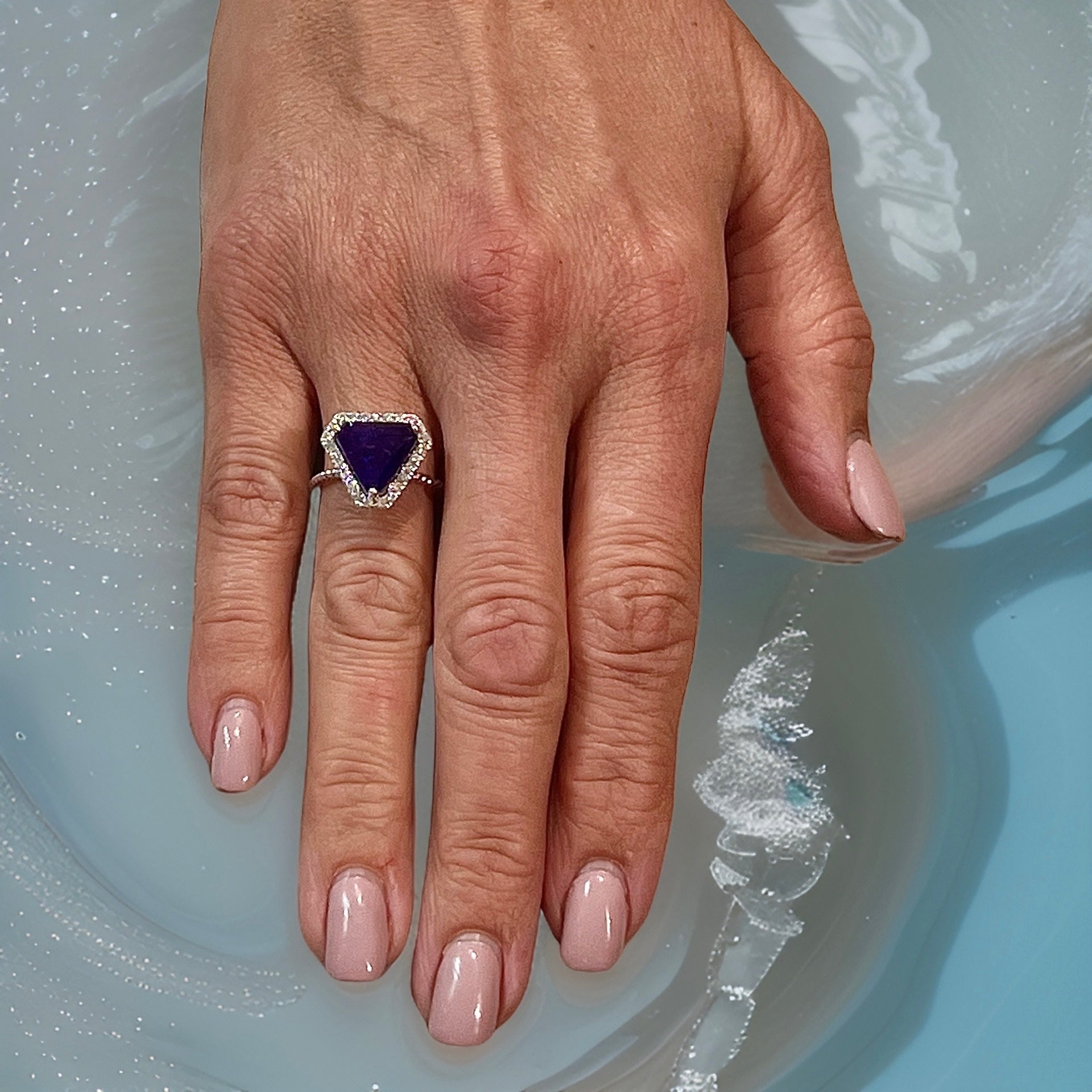 Natural Sapphire Diamond Ring 6.5 14k W Gold 5.84 TCW Certified $5,950 310654 - Certified Fine Jewelry