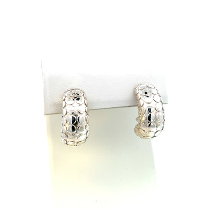 John Hardy Estate Pebble Hoop Post with Omega Back Earrings Silver JH74 - Certified Fine Jewelry