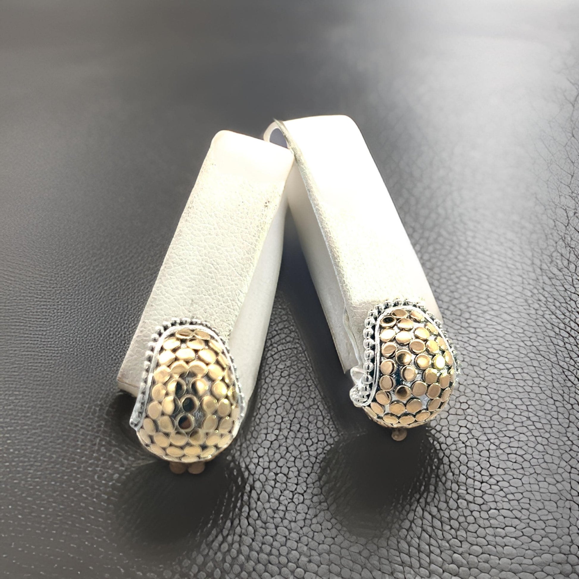 John Hardy Estate Omega Back Earrings Silver 18k Yellow Gold JH100