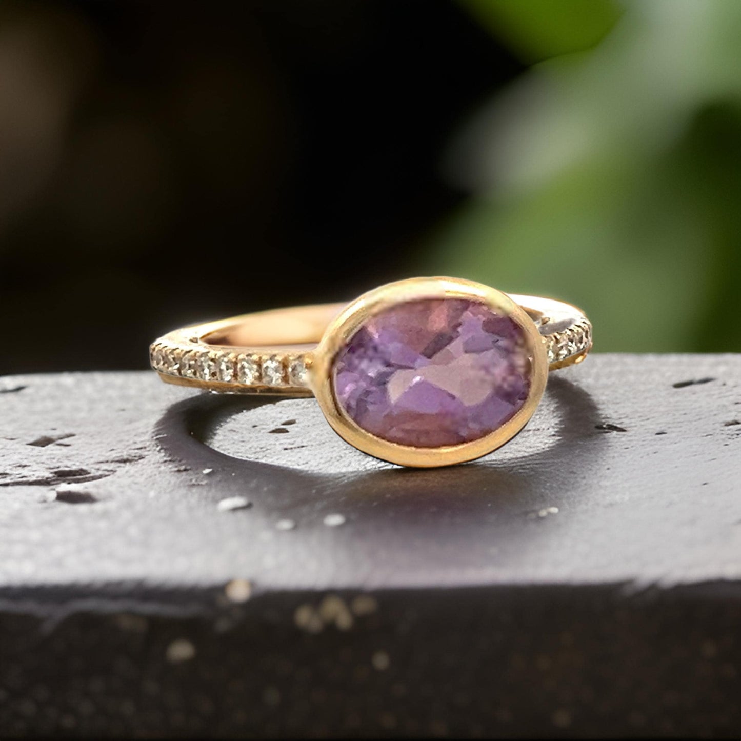 Natural Amethyst Diamond Ring Size 6.5 14k Y Gold 1.87 TCW Certified $2,690 221292