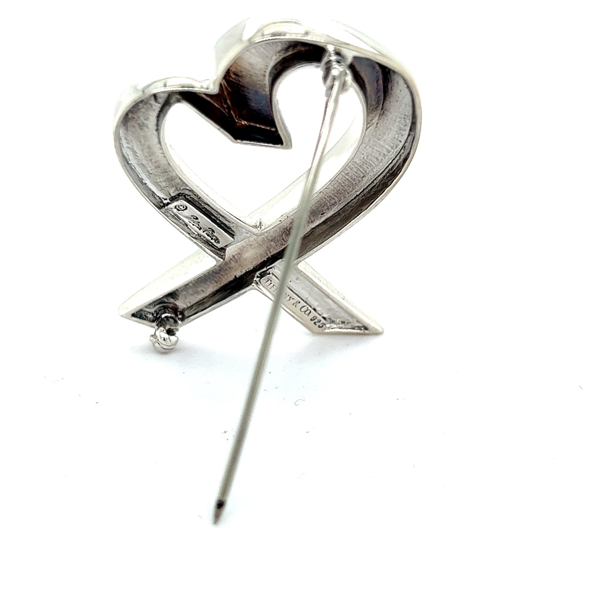 Tiffany & Co Estate Heart Brooch Pin Sterling Silver By Paloma Picasso TIF676