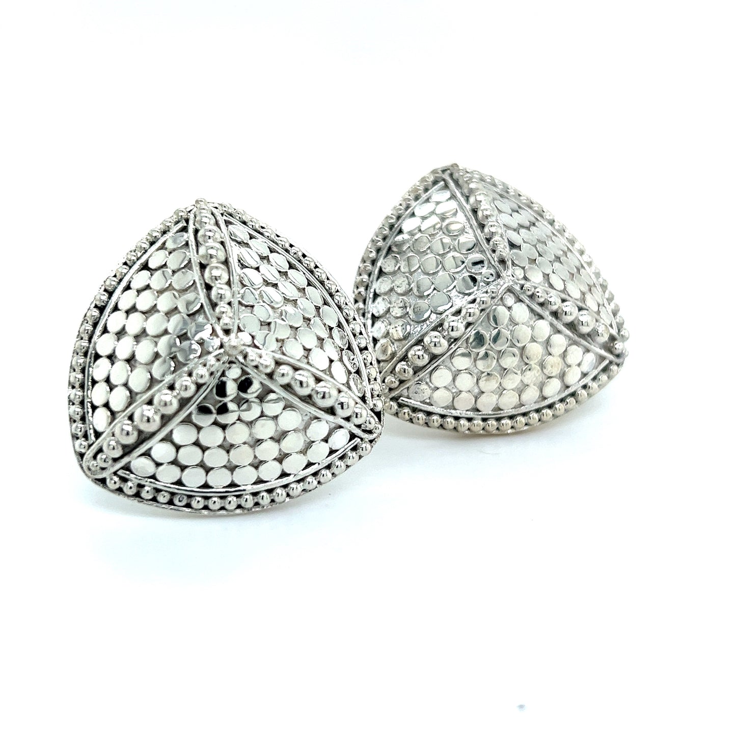 John Hardy Estate Clip on Triangle Dot Earrings Silver JH50