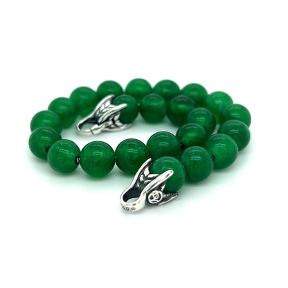 David Yurman Authentic Estate Green Onyx Prayer Bead Bracelet 8" Sterling Silver DY489