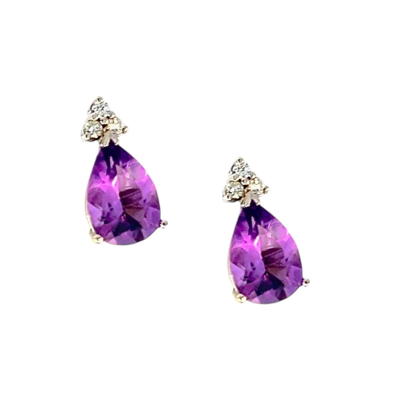 Natural Amethyst Diamond Earrings 14k W Gold 3.62 TCW Certified $2,950 210753