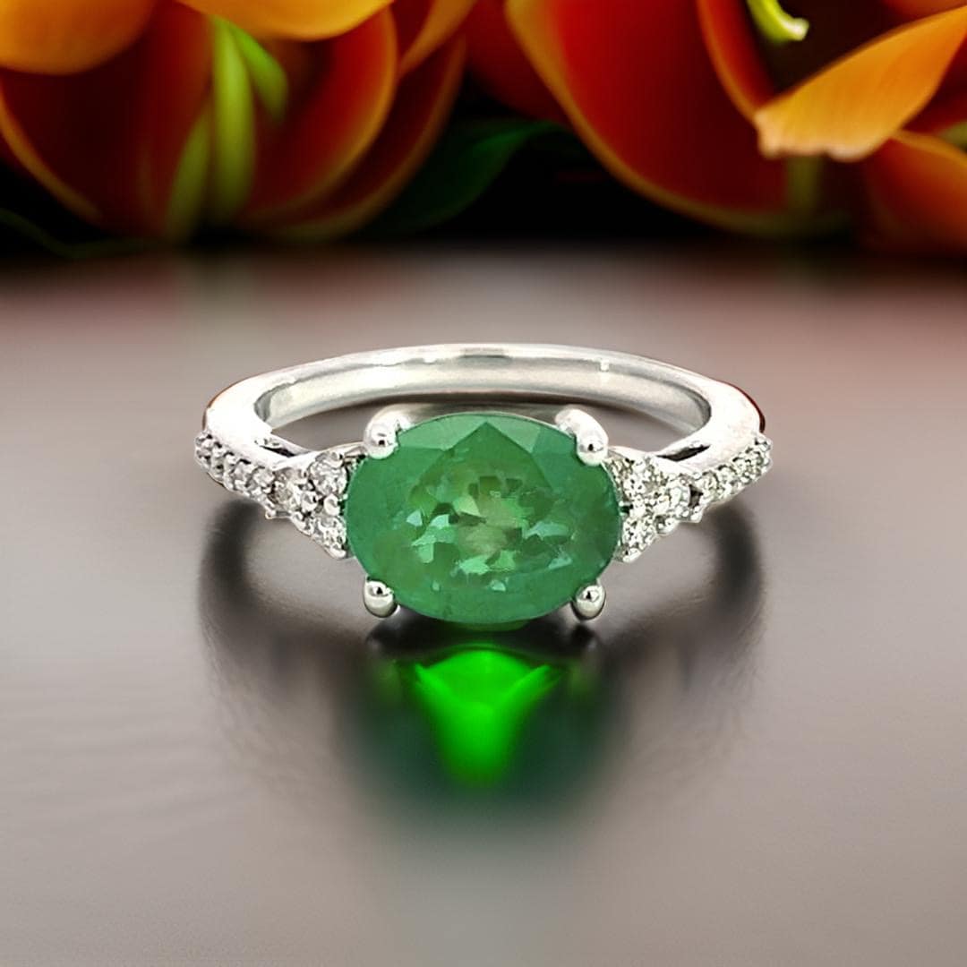 Natural Emerald Diamond Ring 6.25 14k W Gold 2.53 TCW Certified $4,975 402671