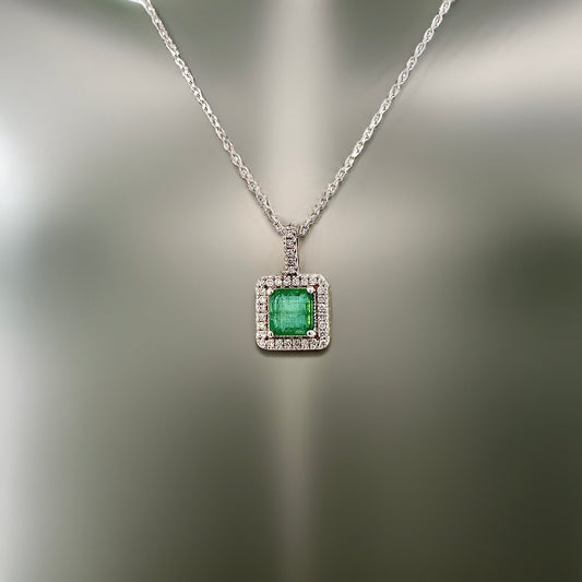 Natural Emerald Diamond Necklace 18" 14k WG 2.05 TCW Certified $4,950 309025 - Certified Fine Jewelry