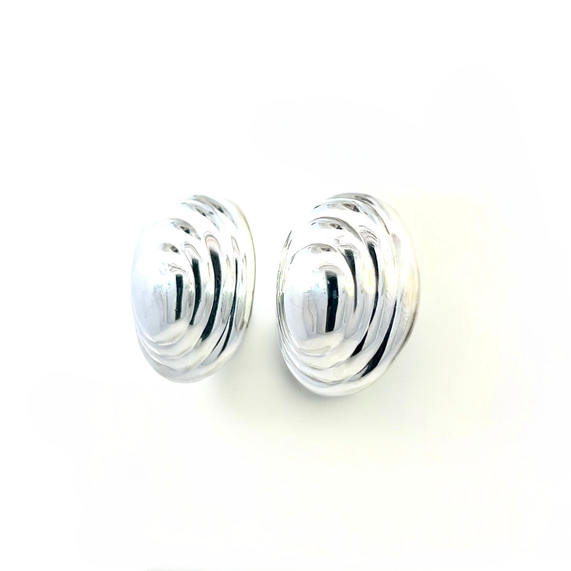 Tiffany & Co Estate XL Puffed Clip-on Earrings Sterling Silver TIF738