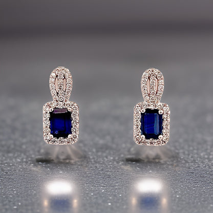 Natural Sapphire Diamond Earrings 14k W Gold 2.84 TCW Certified $6,950 215410 - Certified Fine Jewelry