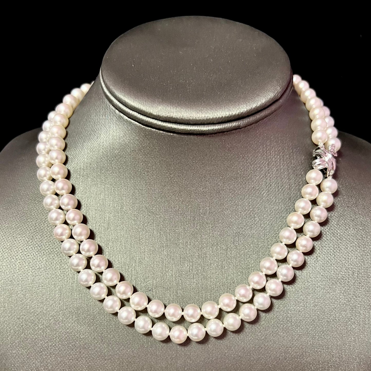 Tiffany & Co Estate Akoya Pearl Necklace 16-17" 18k Gold 7 mm Certified $12,950 401395