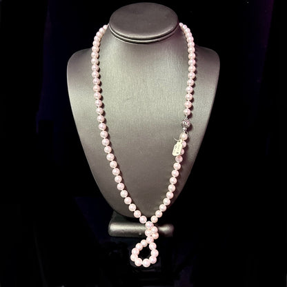 Akoya Pearl Diamond Necklace 30" 18k W Gold 8.50 mm Certified $5,975 311640