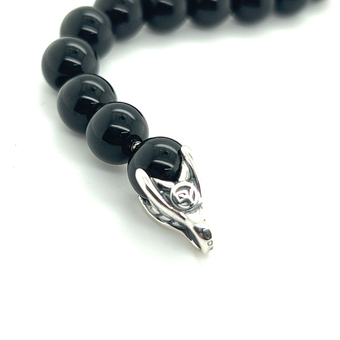 David Yurman Authentic Estate Onyx Spiritual Beads Bracelet 8" Sterling Silver DY448