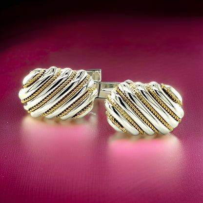 Tiffany & Co Estate Cufflinks 18k Y Gold + Sterling Silver TIF735