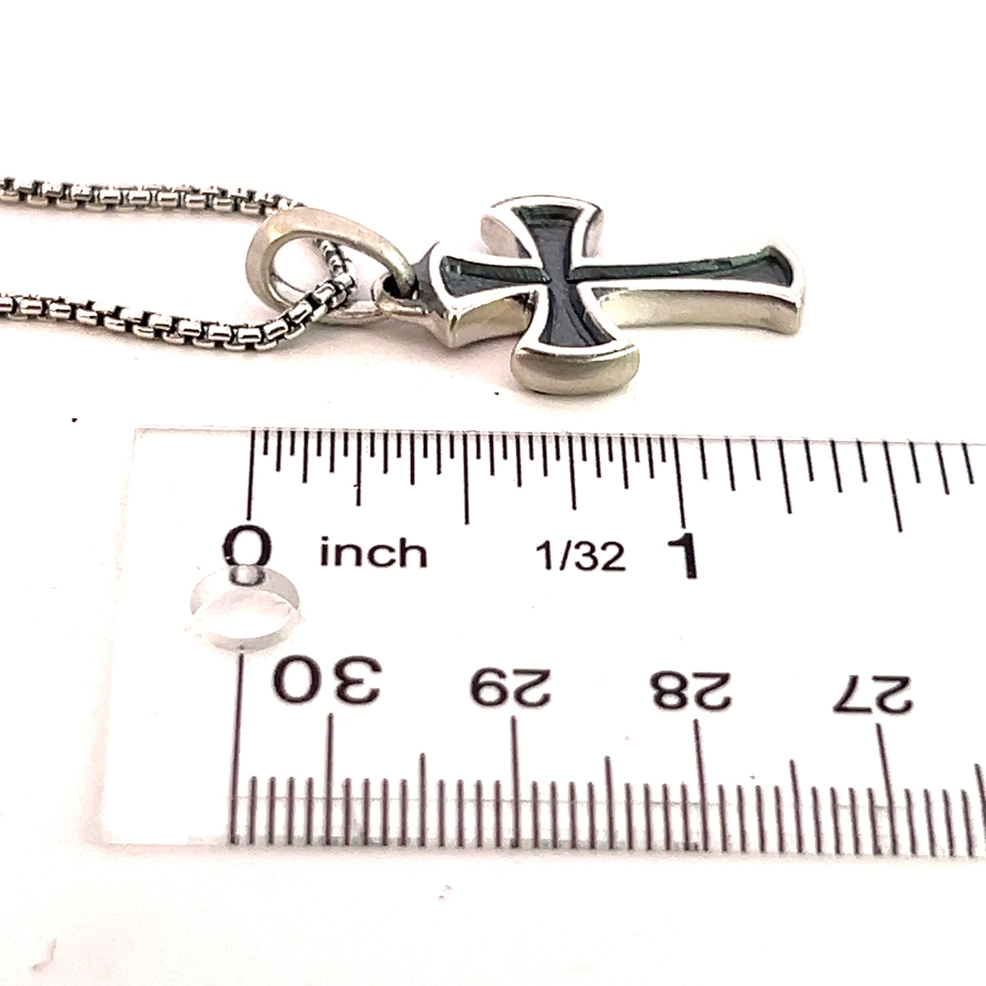 David Yurman Authentic Estate Small Cross Necklace 18" Silver 2.8 mm DY350 - Certified Fine Jewelry