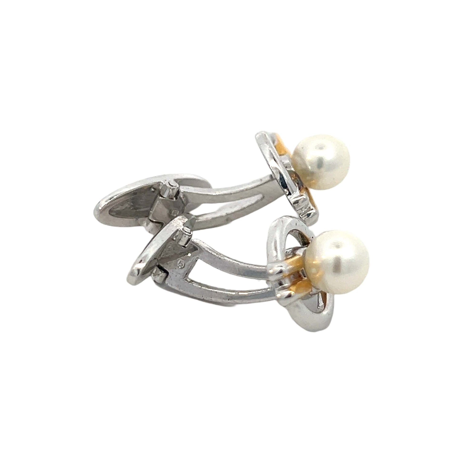 Mikimoto Estate Akoya Pearl Cufflinks Silver 6.60 mm M403