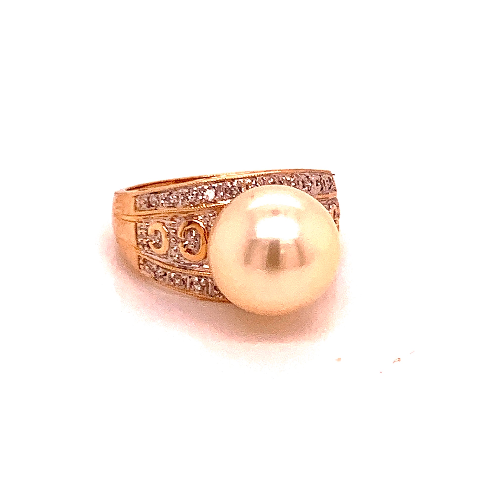 Natural South Sea Pearl Diamond Ring 7 14k Yellow Gold 0.14 CTs Certified $6,950 911035