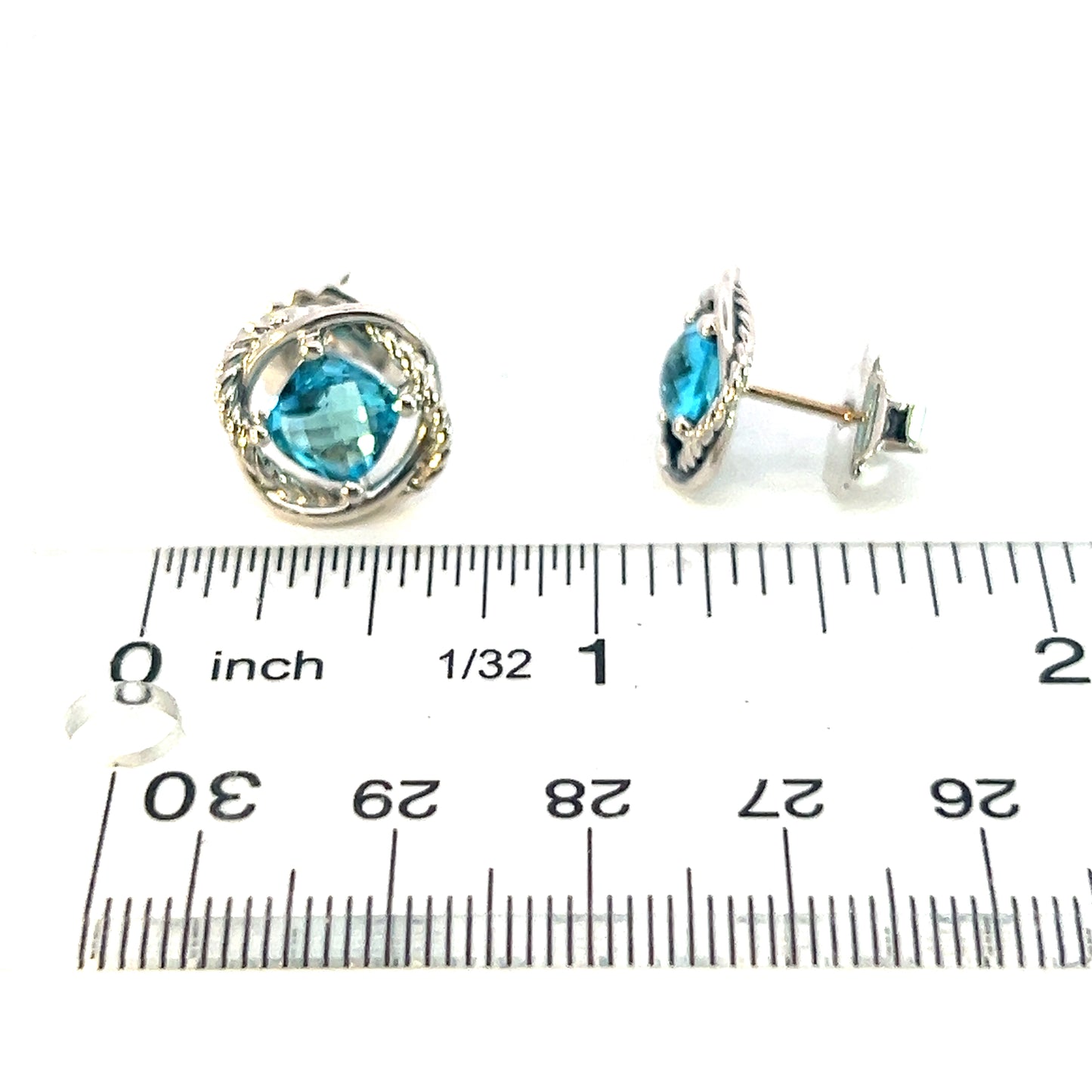 David Yurman Authentic Estate Blue Topaz Infinity Earrings Silver DY426