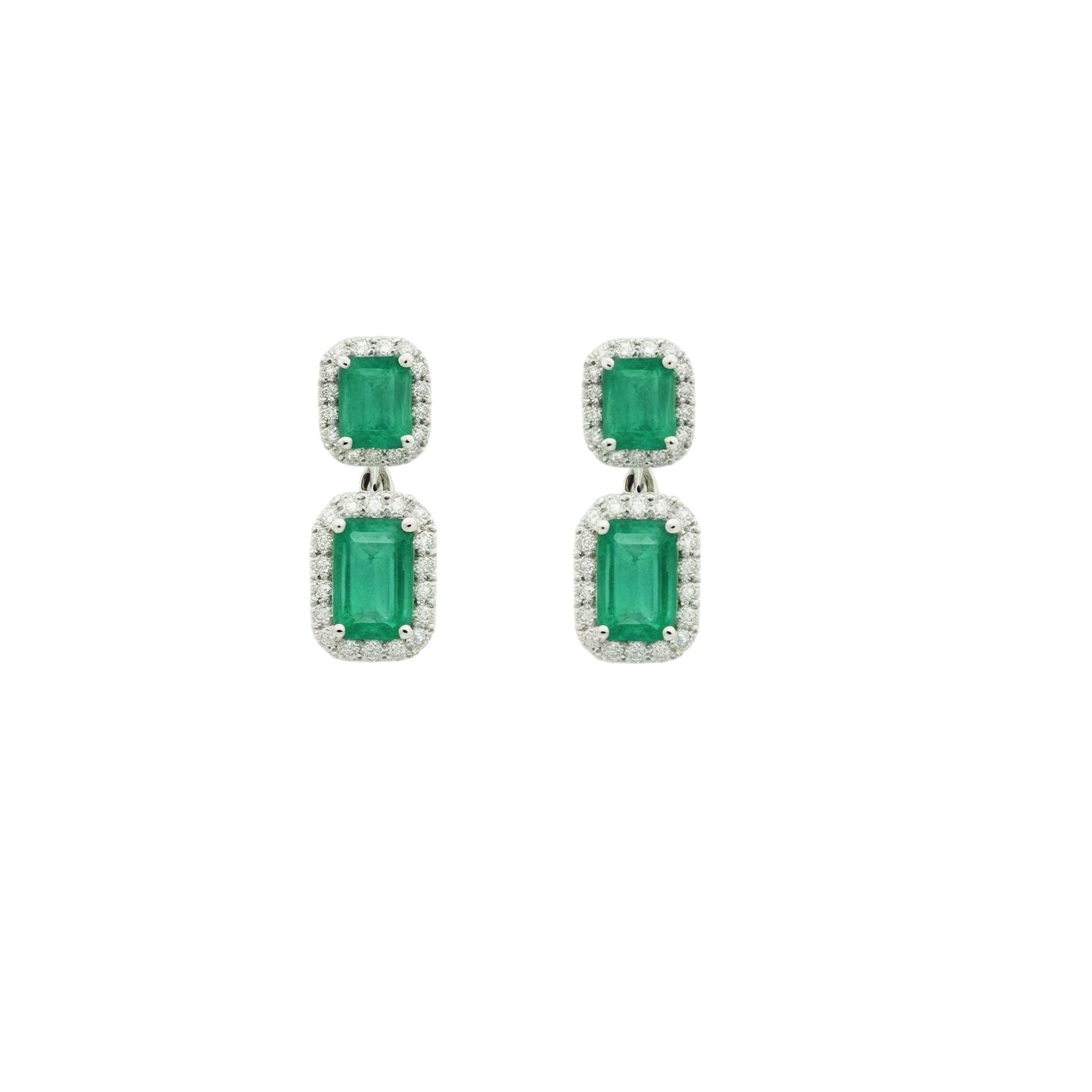 Natural Emerald Diamond Earrings 14k Gold 3.48 TCW Certified $7,950 310551