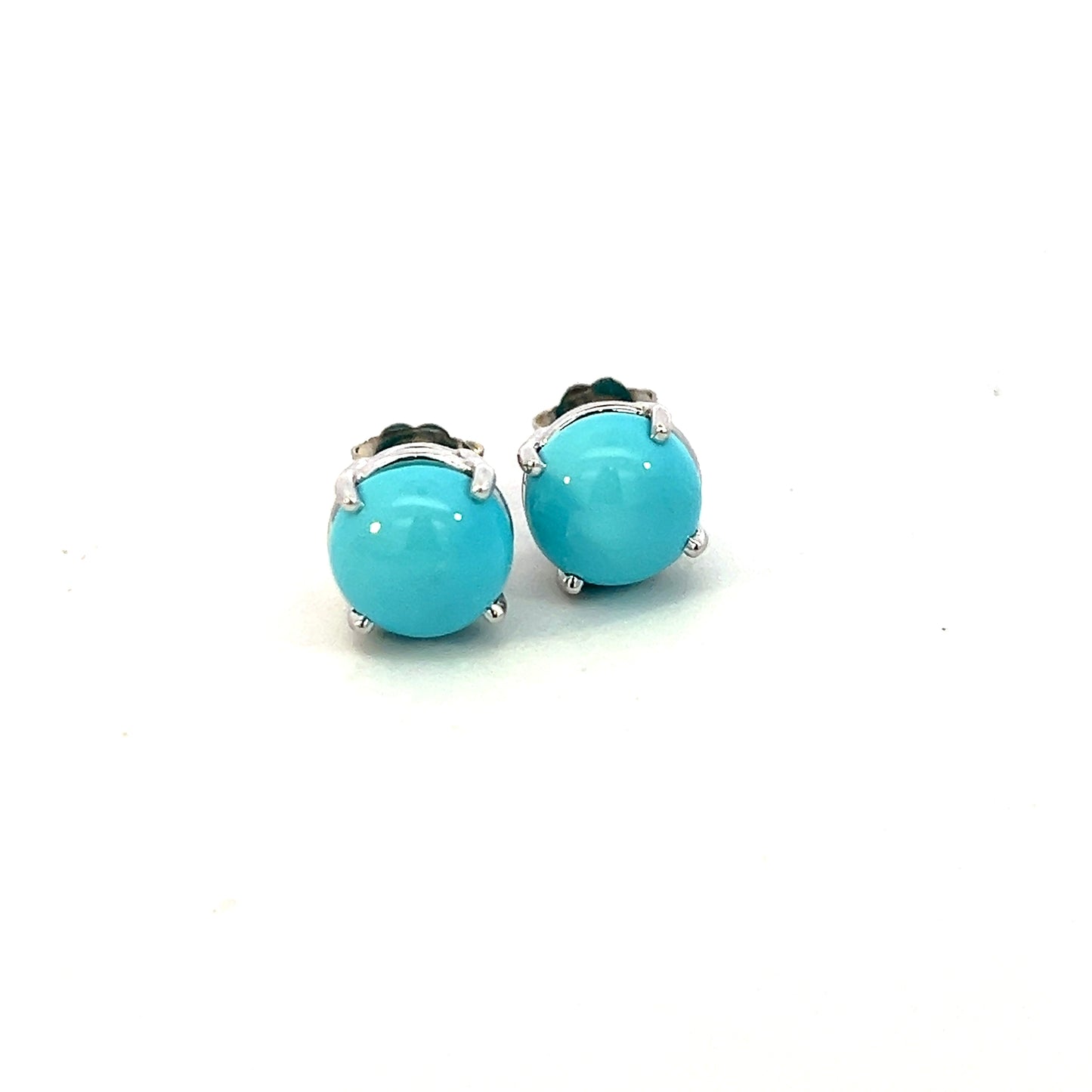 Natural Persian Turquoise Stud Earrings 14k White Gold 5.01 Cts Certified $1,290 311050