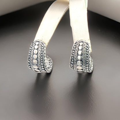 John Hardy Estate J Hoop Pebble Earrings 1" Length Silver JH95