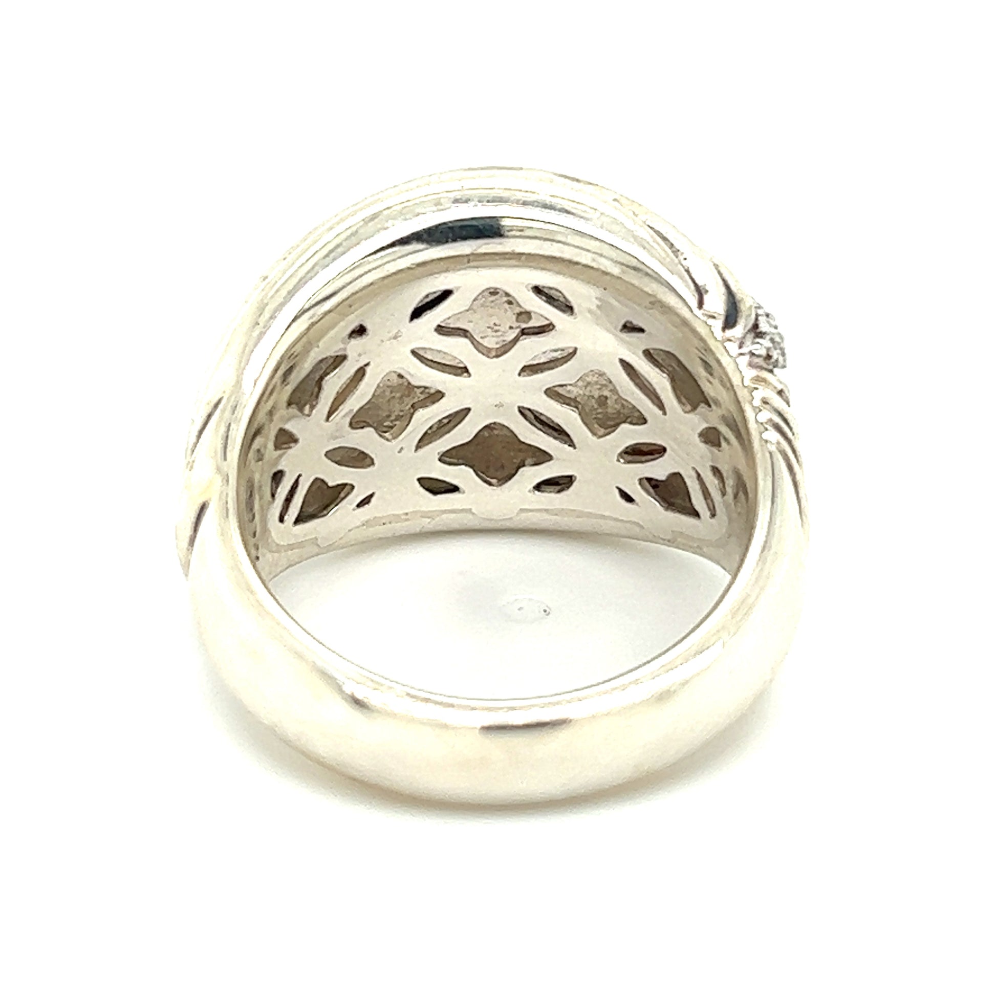 David Yurman Authentic Estate Diamond Sculpted Cable Ring 7.75 Silver DY210 - Certified Fine Jewelry