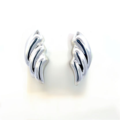 Tiffany & Co Estate Puffed Wings Clip-on Earrings Sterling Silver TIF739