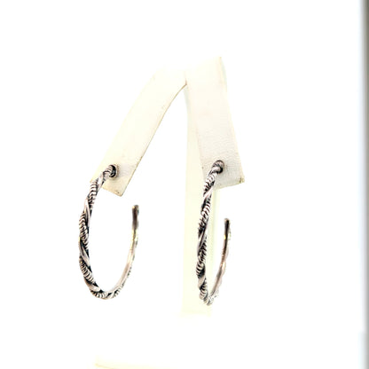 John Hardy Estate "Jai" Hoop Earrings 1.75" Silver JH105