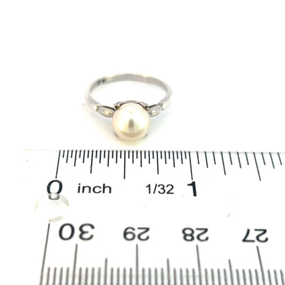Mikimoto Estate Akoya Pearl Ring 6.5 Silver 7.80 mm M354