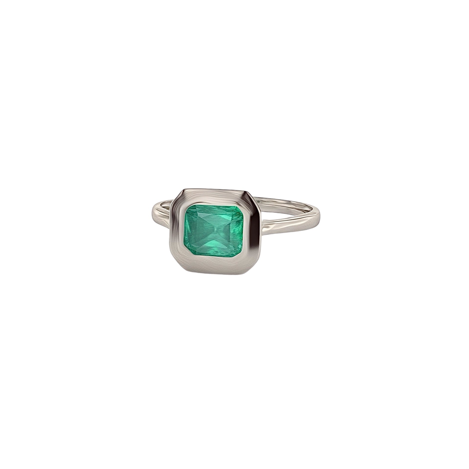 Natural Solitaire Colombian Emerald Ring Size 6.5 14k White Gold 1.22 Cts Certified $3,950 310580