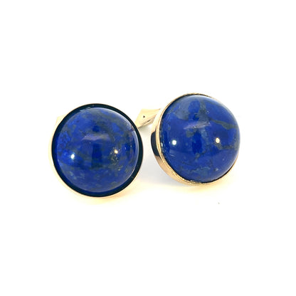 Natural Lapis Lazuli Cufflinks 14k Y Gold 40 CTW Certified $3,450 311039 - Certified Fine Jewelry