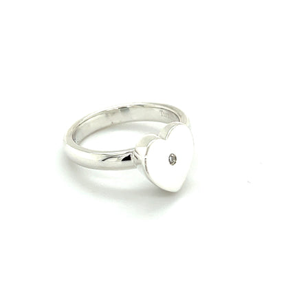 Tiffany & Co Authentic Estate Heart Diamond Ring Size 6.5 Silver TIF396