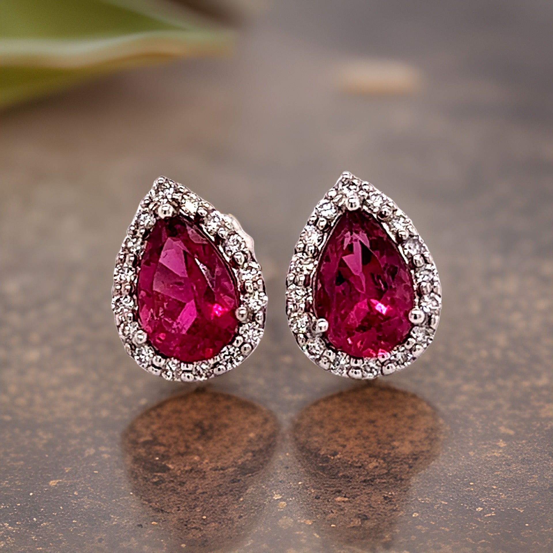 Natural Pink Tourmaline Diamond Stud Earrings 14k W Gold 2.02 TCW Certified $3,950 211890 - Certified Fine Jewelry