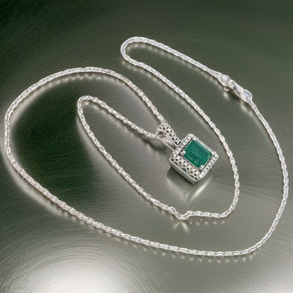 Natural Emerald Diamond Pendant 18" 14k WG 2 TCW Certified $4,950 309026