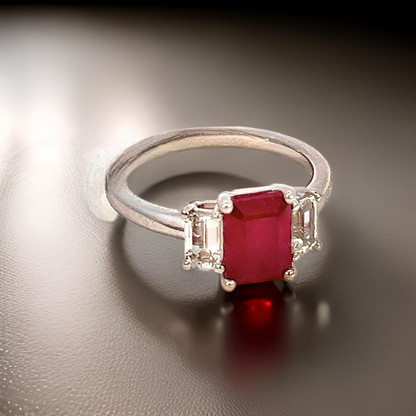 Natural Ruby Sapphire Ring Size 6.5 14k W Gold 2.56 TCW Certified $3,950 310637