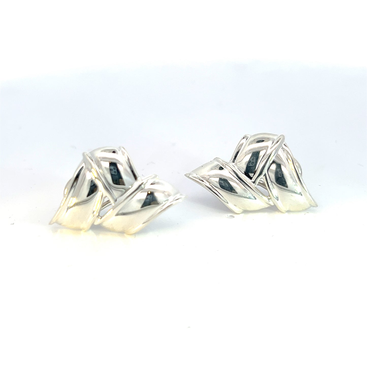Tiffany & Co Estate Three Ribbon Clip-on Earrings Sterling Silver TIF520 - Certified Fine Jewelry
