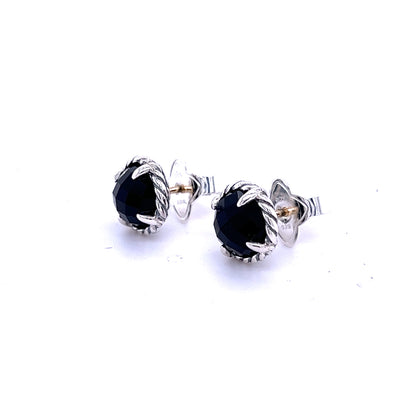 David Yurman Authentic Estate Black Orquid Chantelaine Earrings Silver DY237