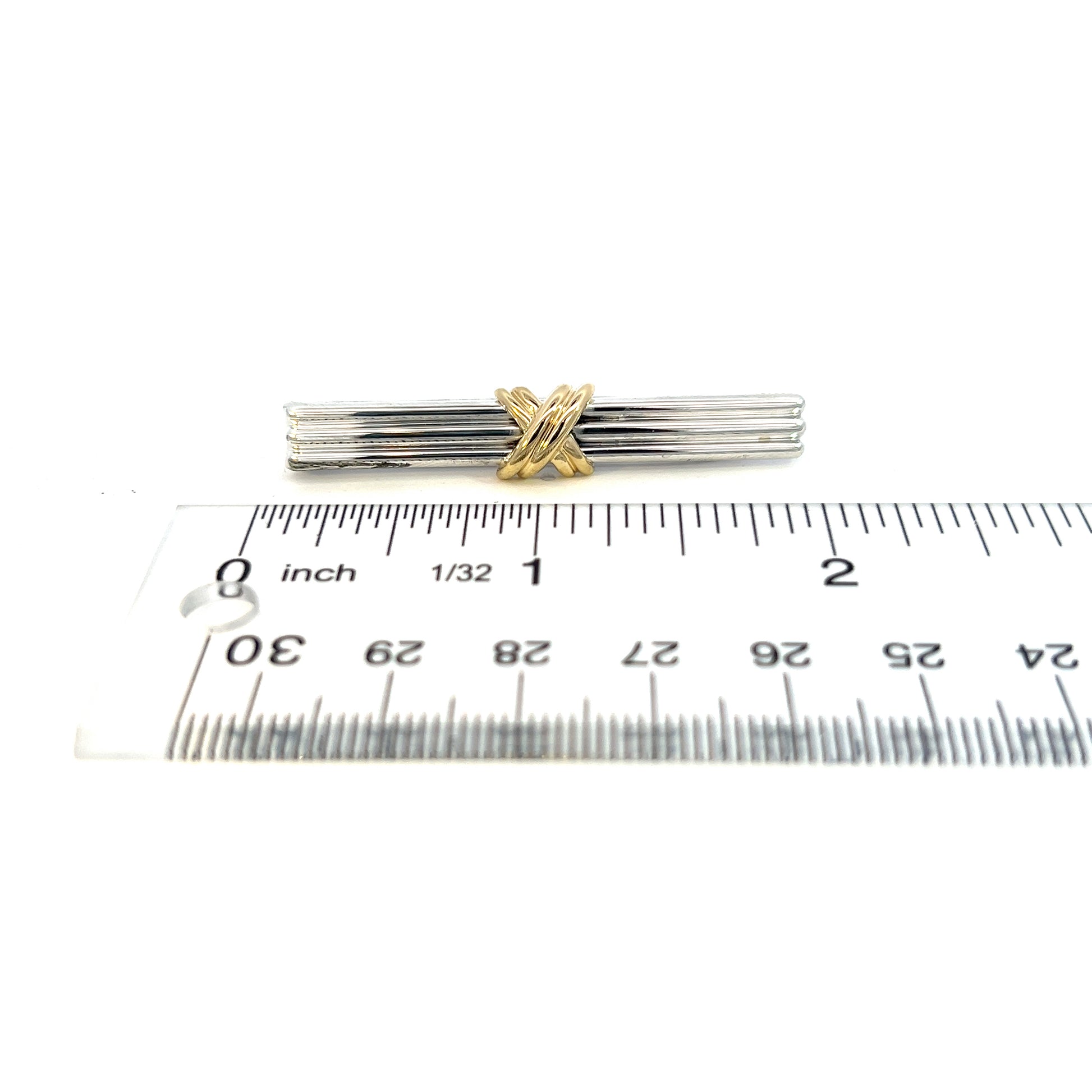 Tiffany & Co Estate Tie Clip Sterling Silver 14k Gold TIF556 - Certified Fine Jewelry