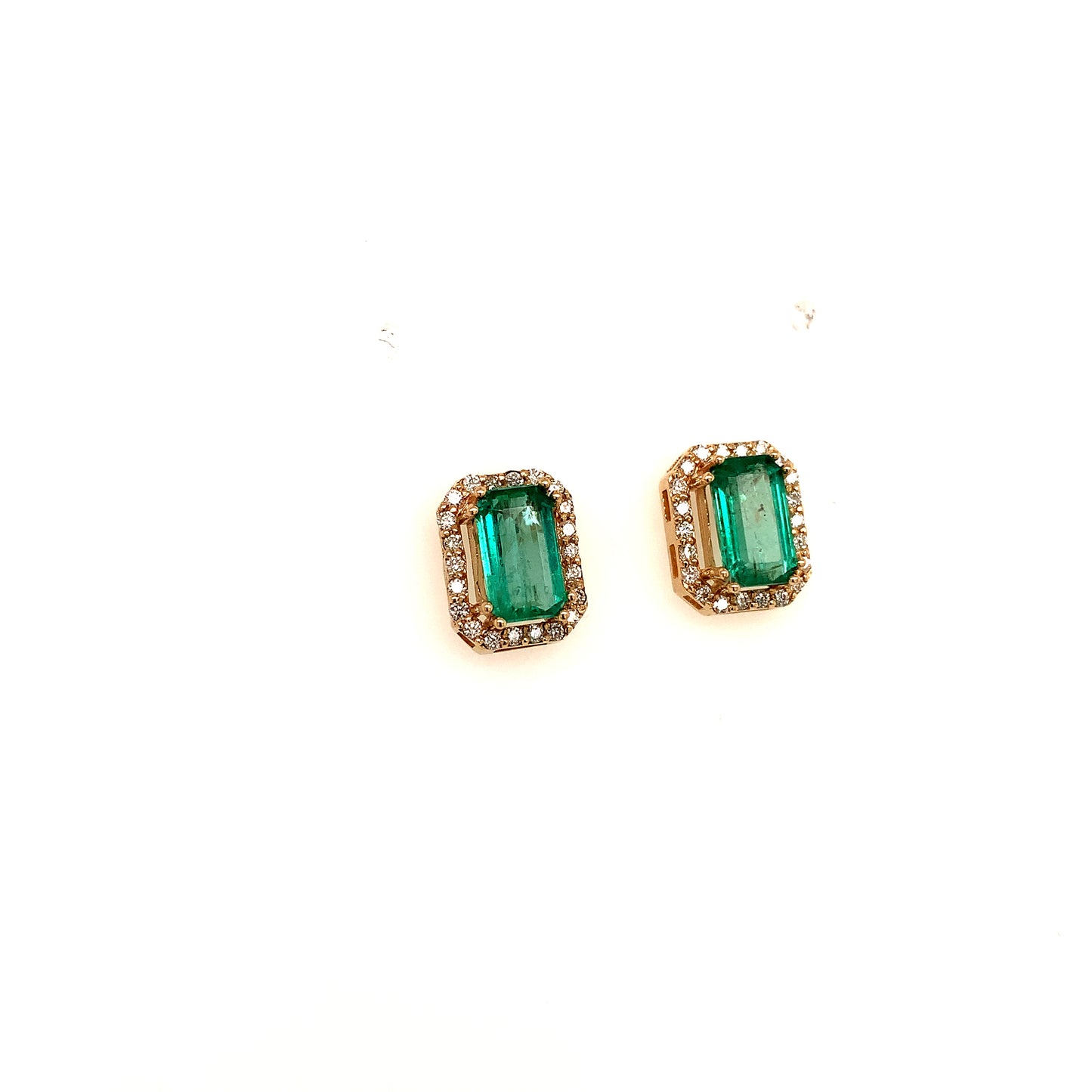 Natural Emerald Diamond Stud Earrings 14k Y Gold 1.85 TCW Certified $3,950 111884 - Certified Fine Jewelry
