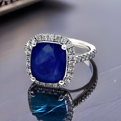 Natural Sapphire Diamond Ring Size 6.5 14k White Gold 6.35 Certified $7,950 311008