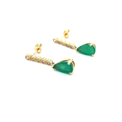 Natural Emerald Diamond Dangle Earrings 14k Y Gold 2.23 TCW Certified $3,975 121256 - Certified Fine Jewelry